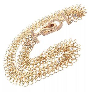 Authentic! Cartier Agrafe 18k Rose Gold Diamond Link Bracelet Size 17 Paper